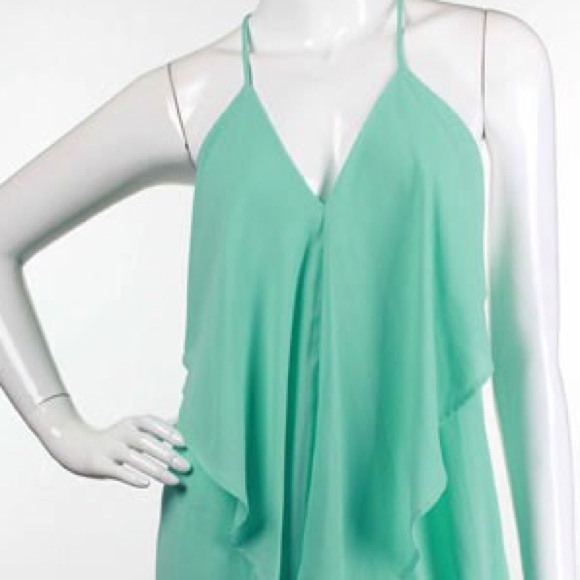 Mint Green Short Ruffle Draped Tunic Sundress - Picture 3 of 9
